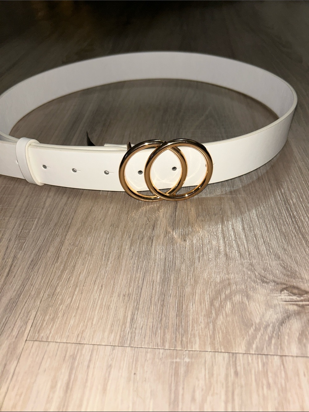 White Double-Ring Women's Fashion Belt